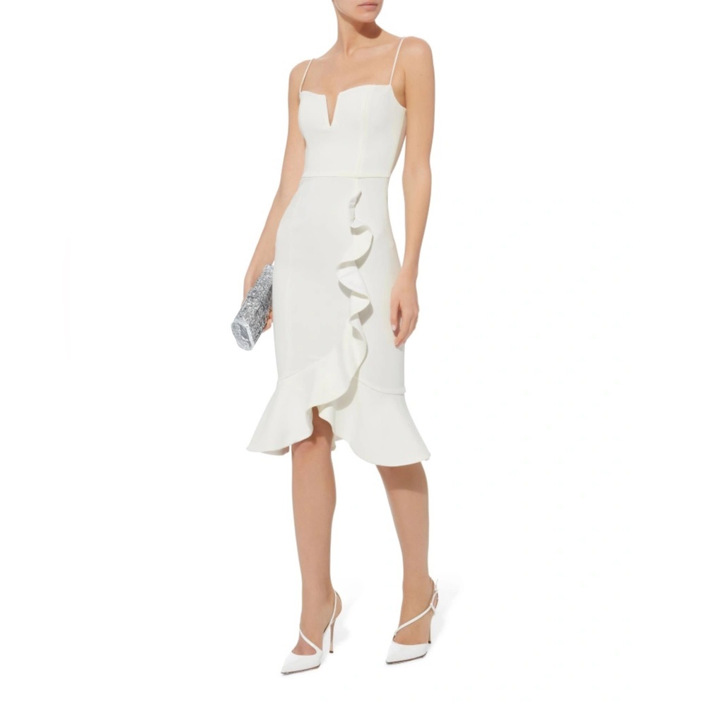 Nicholas Bandage Frill Wrap white dress size 6